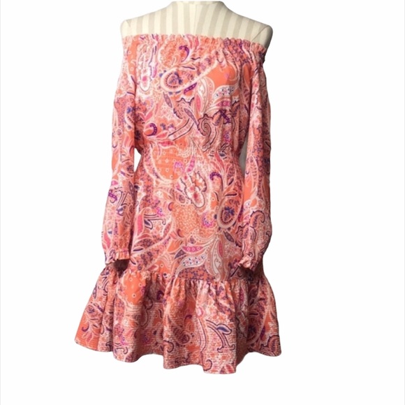 Cynthia Rowley Off-The-Shoulder Paisley Dress Size 0 - Picture 2 of 8